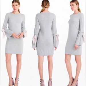 Club Monaco Sweater Dress Wool Bell Sleeves Bows Cutouts Gray Women M
